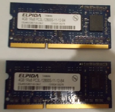 Elpida 4GB PC3L-12800S 11-12-B4 RAM Matched Pair 2 Sticks - Image 1 of 2