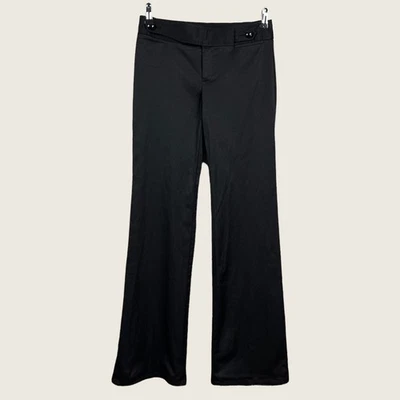 Pantalones de vestir negros brillantes Nanette Lepore talla 2 pierna acampanada carrera trabajo fiesta ropa Foto 1 de 4
