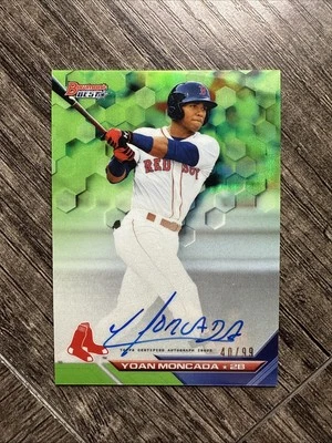 Bowman's Best Yoan Moncada 2016 refractor verde automático/99 Red Sox  Foto 1 de 2