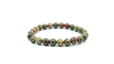 Pulsera de jaspe Unakite | Curación emocional y equilibrio | Bea de piedras preciosas naturales de 8 mm Foto 1 de 3