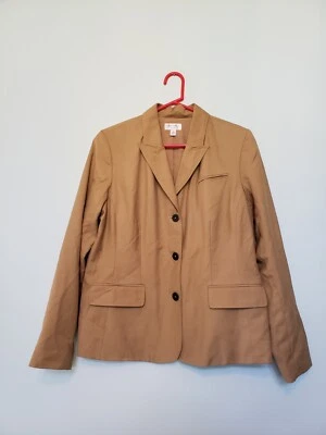 Blazer Isaac Mizrahi Target Mujer 16 Manga Larga Botón Delantero Bronceado Claro Academia Foto 1 de 4