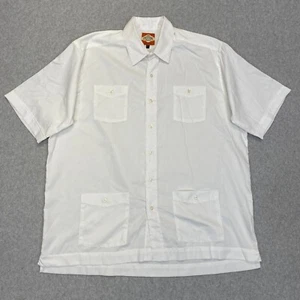 San Cristobal Guayabera Shirt Adult XL White Short Sleeve Button Up Pockets Mens - Picture 1 of 8