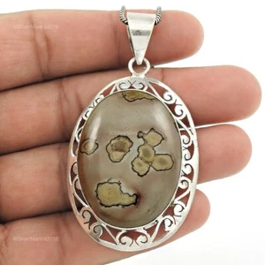Pendente Unico In Giada Di Caffè Con Bezel Per Matrimonio In Argento 925 - Foto 1 di 8