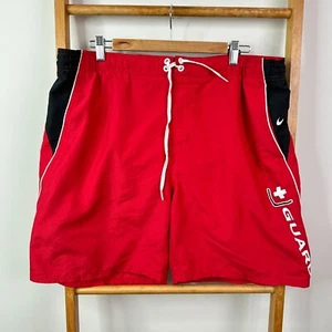 Nike Board Shorts Mens Large Swim Surf Beach Trunks Red Guard - Picture 1 of 11