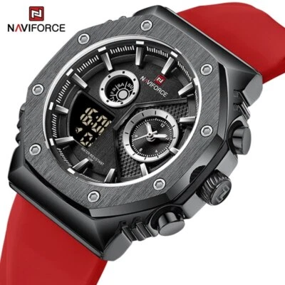 Wristwatch LCD Display Quartz Silicone Men Watches Shock Resistant LED Display - Image 1 of 4