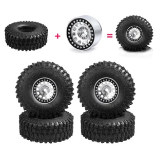 4X 1.9 Beadlock Wheel Rim Tire Set For 1/10 RC Crawler Car TRX4 D90 SCX10 - Picture 1 of 17