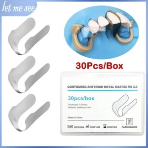 30Pcs Dental Metal Anterior Matrix Bands for Teeth Proximal Anterior Restoration - Picture 1 of 7