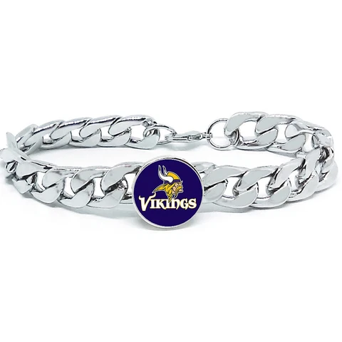 Minnesota Vikings Stainless Steel Mens Curb Link Chain Bracelet Football Gift D4 Cover