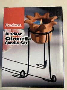 Citronella Outdoor Candle & Terracotta Stand Trudeau SameDayHandling &Fast USPS - Picture 1 of 16