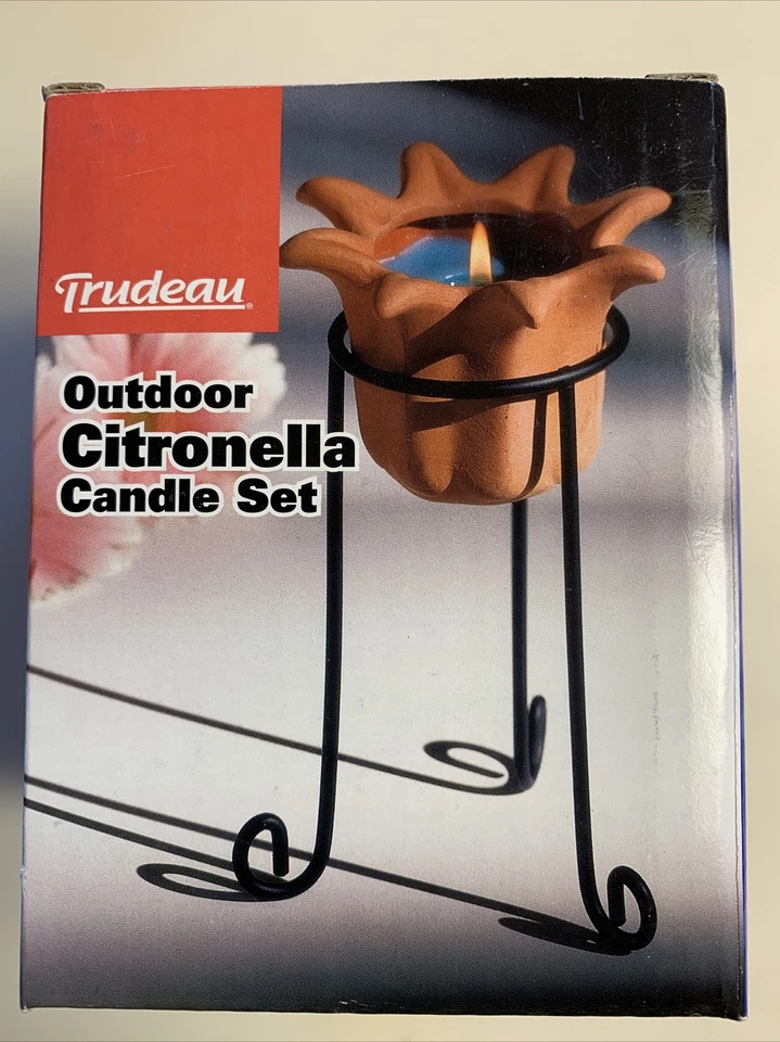 Citronella Outdoor Candle & Terracotta Stand Trudeau SameDayHandling &Fast USPS - Image 1 of 4