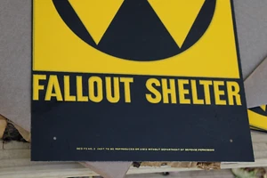 MINT FROM ORIG. BOX~50's FALLOUT BOMB SHELTER Old Cold War Government Metal Sign - Picture 1 of 9