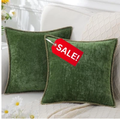 Christmas Chenille Soft Throw Pillow Covers 18x18 Set of 2, Farmhouse Velvet - Image 1 of 4