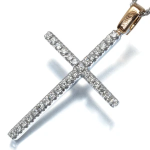 Auth DAMIANI Necklace Mystery Cross Diamond 18K 750 White Rose Gold - Picture 1 of 4
