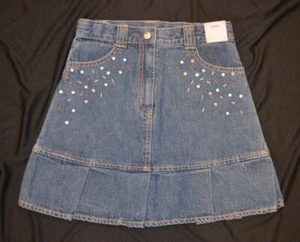 Gymboree PETITE FLEUR Denim Skirt pleats NWT 7 8 Adjustable waistband - Picture 1 of 2
