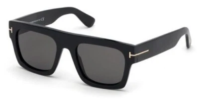 New Tom Ford Fausto Sunglasses FT0711 711 01A Black Gold Grey Lenses Square - Image 1 of 4