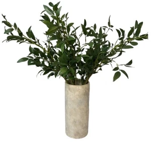 Pottery Barn Artisan Crock Tall Cylinder Natural Vase 15” - Picture 1 of 7
