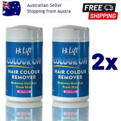 Hi Lift Hair Colour Remover Off Wipes 2 x 100 Tub Remove Tint Dye color on Skin - image 1 of 2