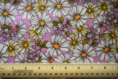13" x 44" 100% cotton fabric David Textiles White Daisy Toss on Lilac flowers - Image 1 of 2