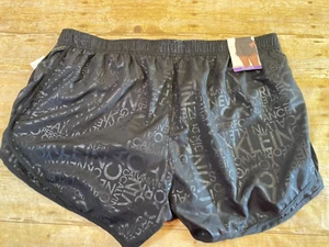 CALVIN KLEIN RUNNING SHORTS WOMEN XXL 3.5" BLACK WORDING ACCENT $36 ⭐️NWT⭐️ - Picture 1 of 11