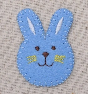 Blue Bunny - Peep/Easter/Face/Head Rabbit - Iron on Applique/Embroidered Patch - Picture 1 of 1