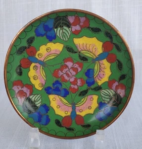 Vintage chinesische Cloisonné 3 5/8" Schmuck Schale Kupfer asiatisch - Bild 1 von 9