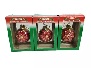 vintage set of 3 holiday style hand blown christmas balls - Picture 1 of 2