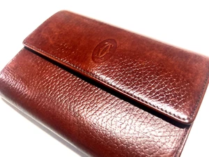 CARTIER VINTAGE MUST CC EMBLEM LEDER GELDBÖRSE DREIFACH FALTBAR GELDBÖRSE FRANKREICH BURGUNDERROT - Bild 1 von 22