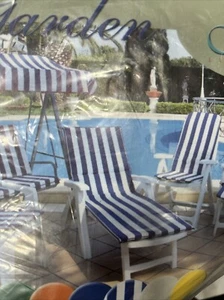cuscini per lettino relax da esterno rigato blu - Foto 1 di 3