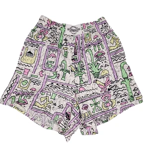 SporteGo Too Shorts Abstract Print 80s 36/22W Multicolor Retro High Waist VTG - Picture 1 of 9