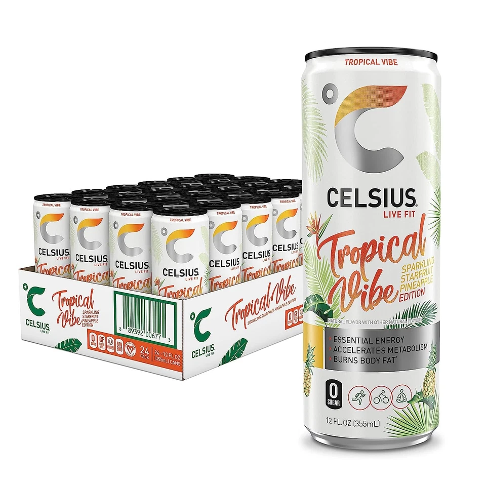 CELSIUS Assorted Flavors Official Variety Pack TROPICAL VIBE 24PACK