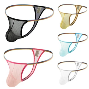 Men Thongs T-back Underwear Sexy Mesh G-strings Jockstrap Low Rise Panties L - Picture 1 of 17