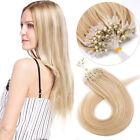 Micro Beads Loop Human Hair Extensions Silicone Beads Link Full Head Thick 200S