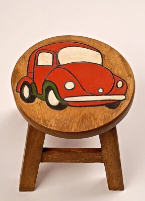 Kinderhocker aus Holz, VW Käfer, Volkswagen, Kult-Auto, Sitzkreis, Kita - Bild 1 von 2