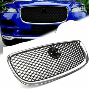 Front Upper Mesh Grill Radiator Grille For Jaguar XJ 2010-2015 black+Sliver - Imagen 1 de 7