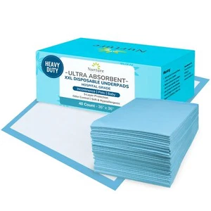 40 XL 36 x 36 Heavy Duty Ultra Absorbent Bed Pads w/ Adhesive by Nurture | Di... - Picture 1 of 8