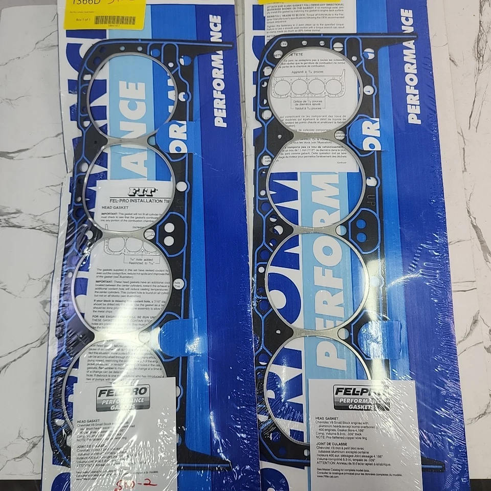 2x juntas de cabezal BLEM FELPRO PERFORMANCE 1010 para Gen I SBC 265 283 307 327 400 Foto 1 de 4