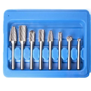 Professional 8-Piece Double Cut Carbide Rotary Burr Set 1/4" Shank with Tool ... - Picture 1 of 8