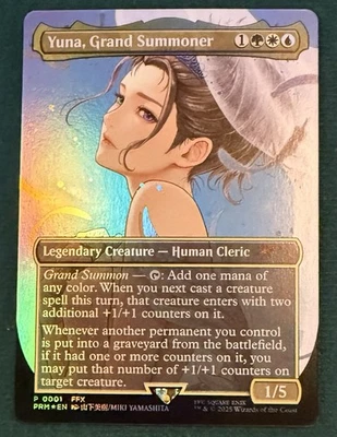 Yuna Grand Summoner Promo 0001 Final Fantasy MTG Borderless Foil Magic Gathering - Image 1 of 3