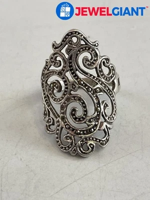 STERLING SILVER SIGNED MARCASITE RING SIZE 6.75 5.1G #FN361 - Image 1 of 4