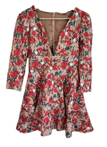 Revolve Lovers And Friends Dress Extra Small Floral V Neck Long Sleeve Lace - Picture 1 of 8