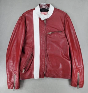 GAP Product ROSSO Pelle Uomo L Cafe Racer Vintage Giacca Motociclista Moto - Foto 1 di 9