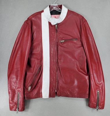 GAP Product ROJO Cuero Para Hombres L Café Corredor Vintage Motocicleta Motociclista Chaqueta Moto Foto 1 de 4
