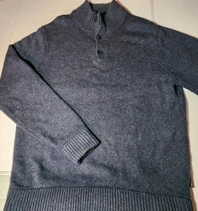 Patagonia Off Country Pullover Wool Blend Sweater Mens LG Blue Flake Henley - Picture 1 of 5