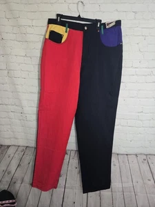 Vintage 90er Deadstock HipHop ColorBlock Jeans Damen 20 Steetwear Tapered Leg 2Pauc  - Bild 1 von 8