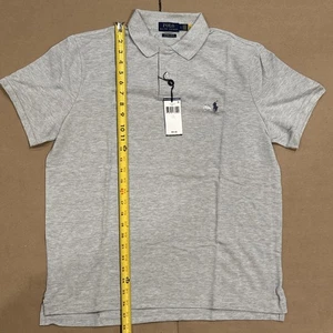 Nuevo Polo Ralph Lauren Polo Blanco Para Hombre Gris Poni Personalizado Calce Ajustado Grande Nuevo con Etiquetas - Imagen 1 de 4