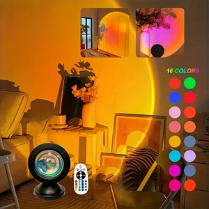 1Pc Vibrant Sunset Projection Light - 16-Color Spectrum, USB Remote Control, Dyn - Picture 1 of 7