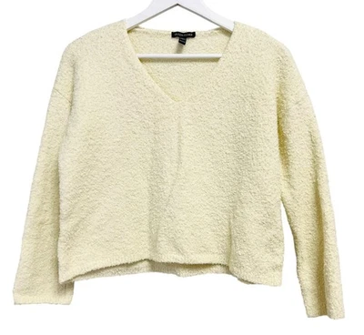 Suéter Eileen Fisher Mujer XXS Marfil Boucle Cuello en V Pullover Algodón Orgánico Foto 1 de 4