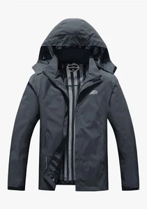 OTU Waterproof Jacket Men's 2XL SIZE XXL Hooded Rain Shell Jacket Dark Grey EUC - Picture 1 of 10