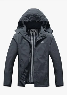 OTU Waterproof Jacket Men's 2XL SIZE XXL Hooded Rain Shell Jacket Dark Grey EUC - Image 1 of 4