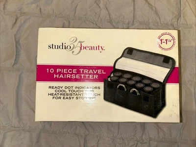 Rizador de viaje Studio 35 Beauty 10 piezas 1"-1-1/4" #SWHS6500N1-NUEVO (abierto) Foto 1 de 3